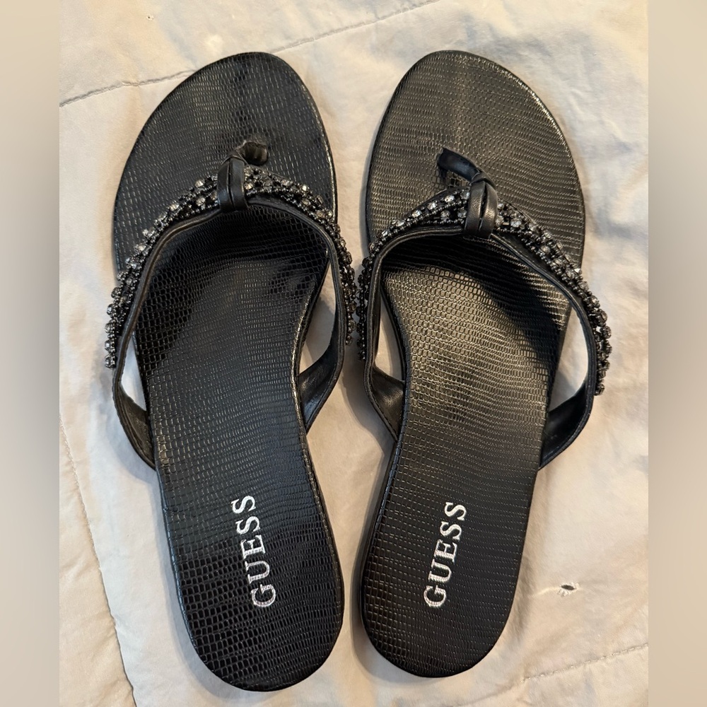 Guess Black Embellished Sandals